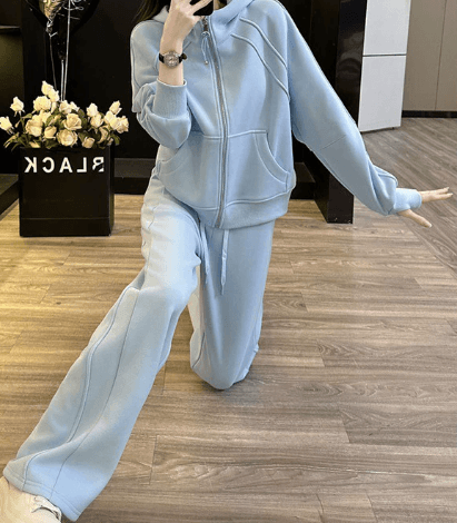 【レディースカジュアルファッション】裏起毛×ゆったりラク可愛セットアップ｜冬まで快適のスウェード風スエット上下セット