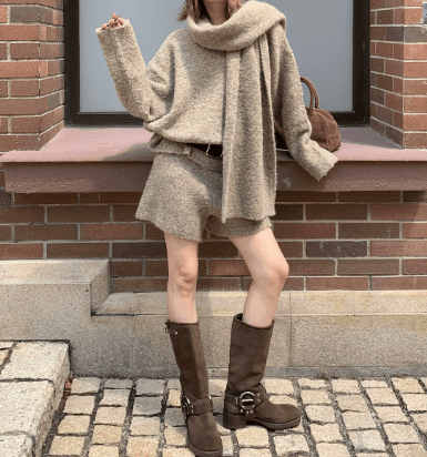 【レディースカジュアルファッション】ふわもこ×ゆるシルエット｜大人可愛い3分丈ニットワンピース