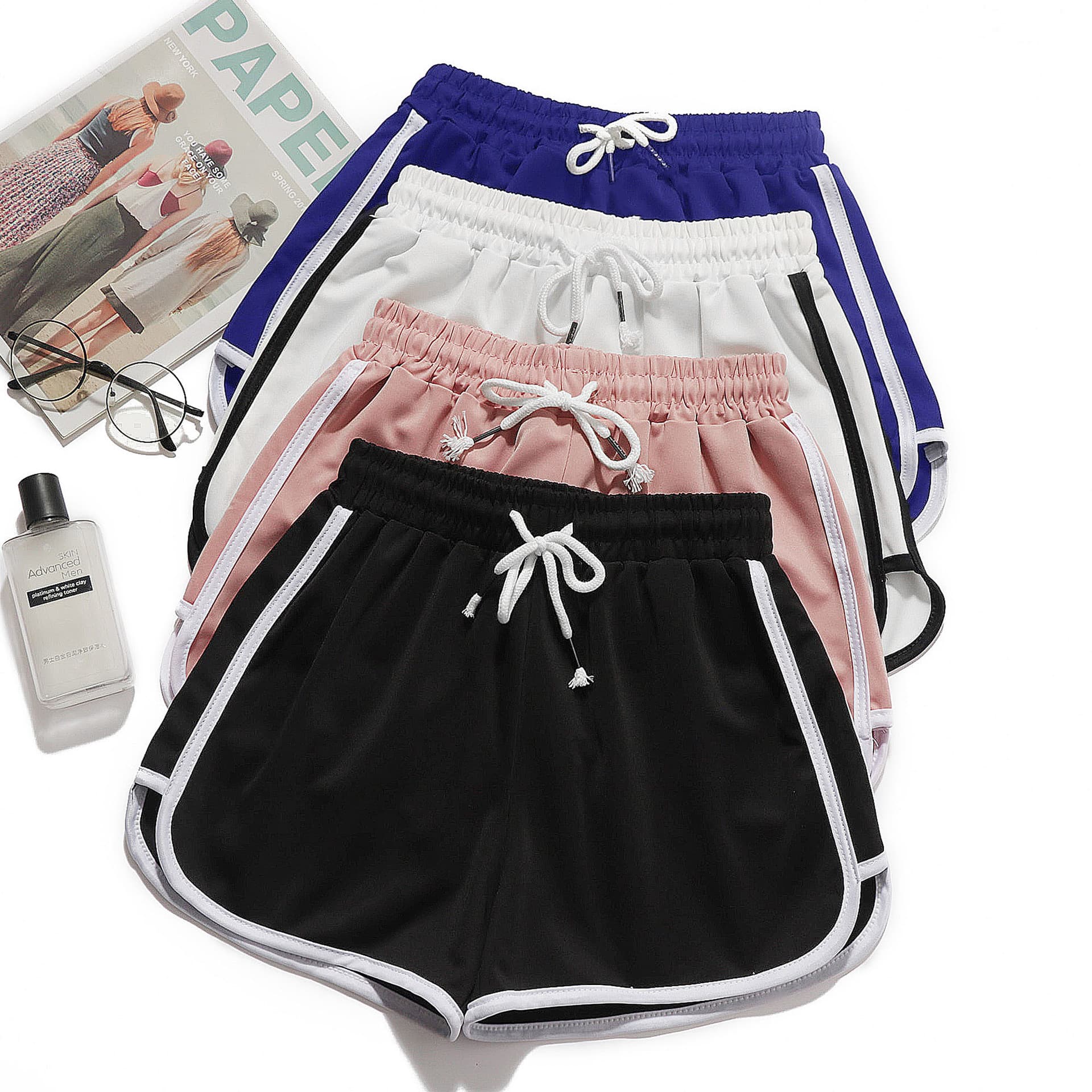 【レディースカジュアルファッション】三分丈スポーツショートパンツ｜ウエストゴムで快適◎ 夏のアクティブカジュアルにぴったり