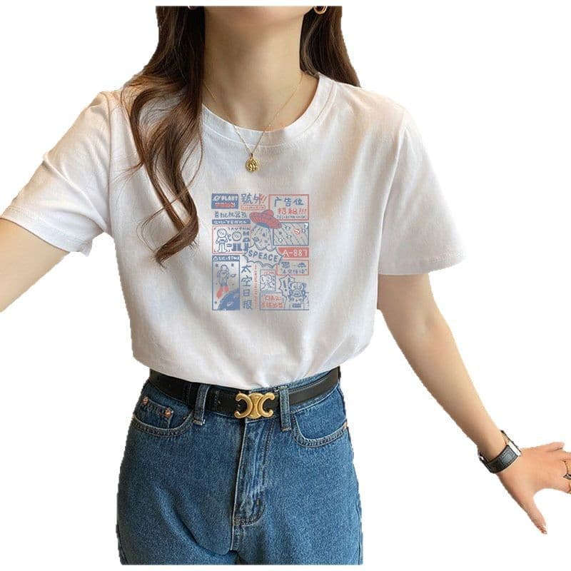 【レディースカジュアルファッション】フラワープリントコットンTシャツ｜春夏に映えるシンプルかわいい半袖トップス