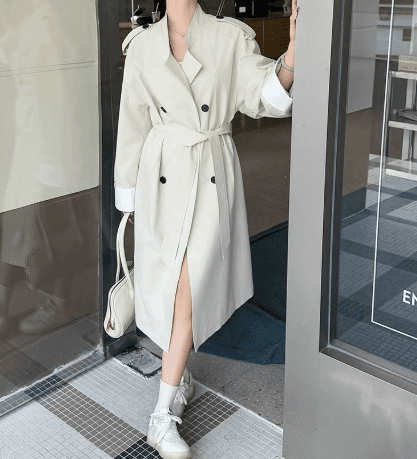 【レディースカジュアルファッション】韓国風ゆるシルエット上品ロング丈コート|軽羽織×大人シンプルデザイン